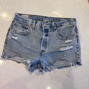 Levi’s Light Wash Distressed Denim Shorts